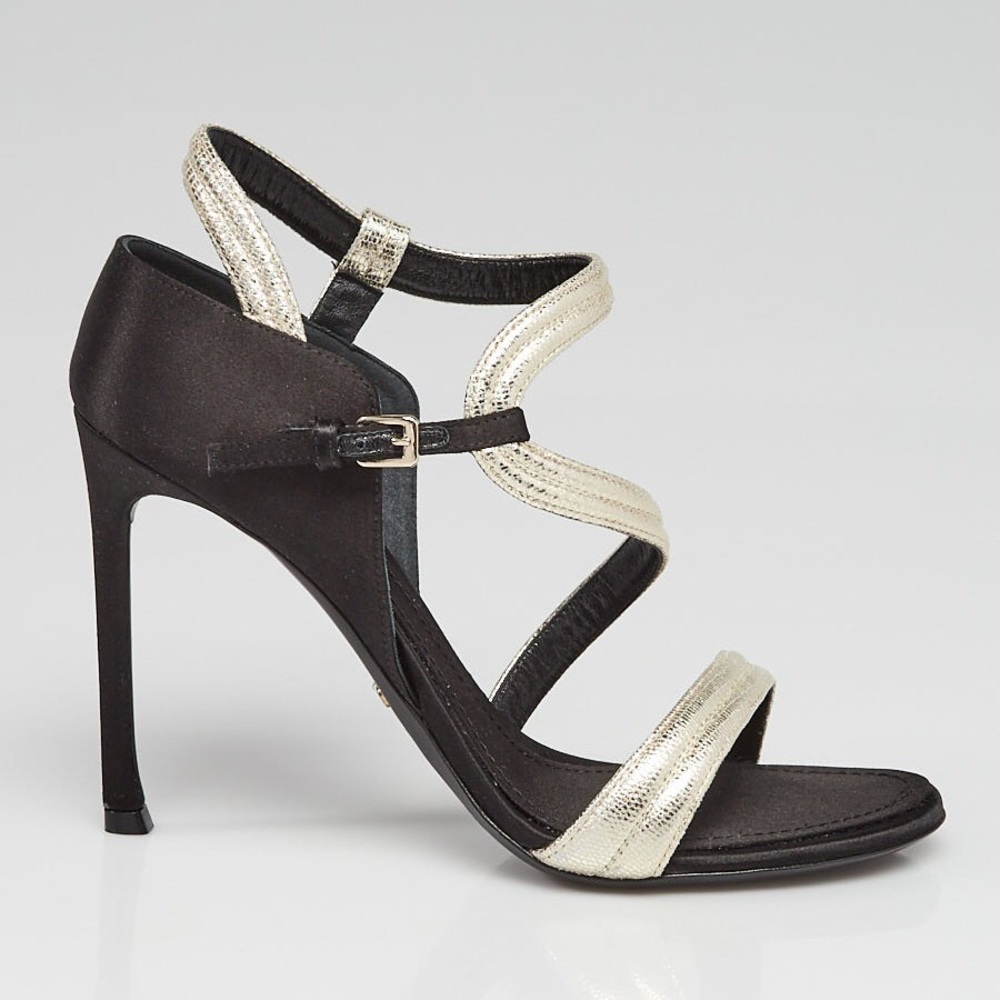 CHRISTIAN DIOR silver Satin Deesse Sandals Sz 8